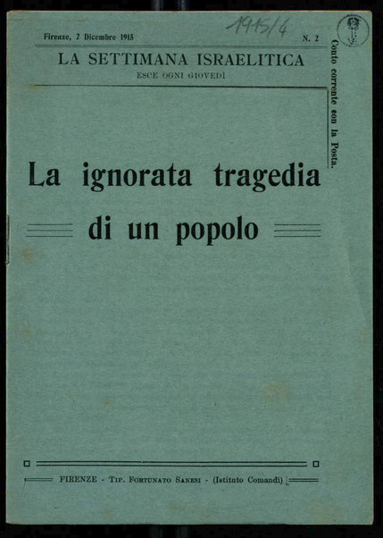 La ignorata tragedia di un popolo / [Comitato fiorentino pro ebrei oppressi]